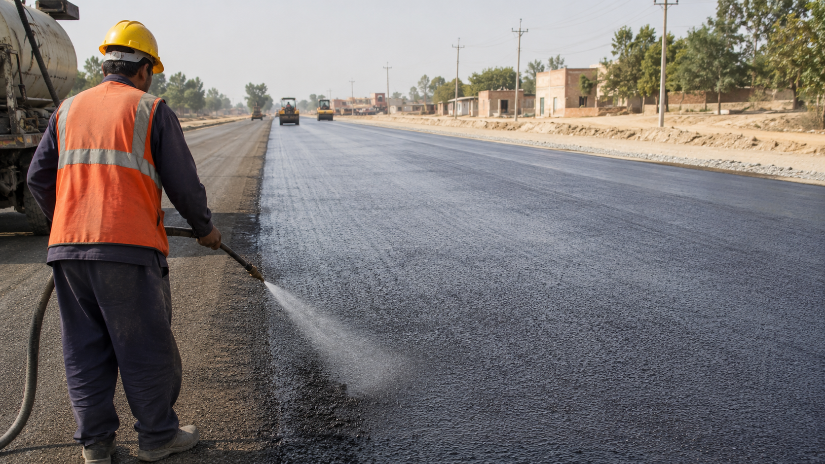 bitumen emulsion road construction tack coat spraying asphalt surface preparation India